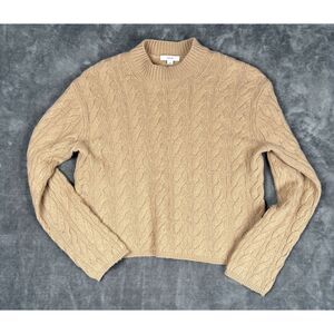 Vince Cable Knit Cashmere Wool Blend Sweater Neutral Tan Size M